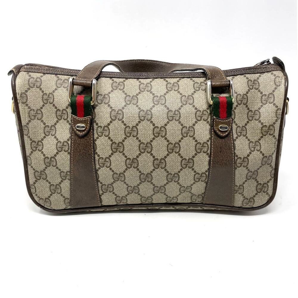 Gucci Vintage GG Monogram Supreme Web Small Handbag PVC Leather  Beige Brown - Picture 3 of 16
